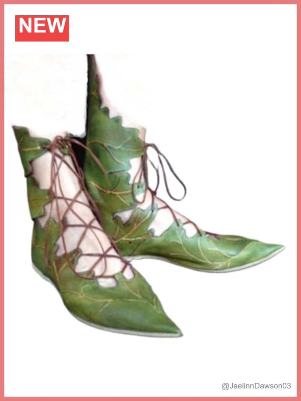 Leaf Shaped Lace Up Pointed Toe Low Block Heel Ankle Boots